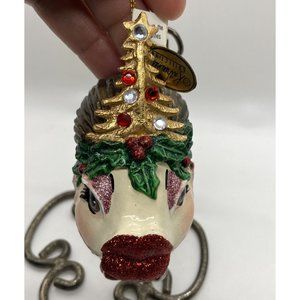 Katherine's Collection red fish lips ornament Christmas tree gold crown glitter